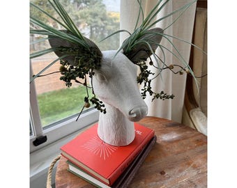 Anthropologie Anthropomorphic Cholet Dual Ceramic Flower Vase Doe Deer