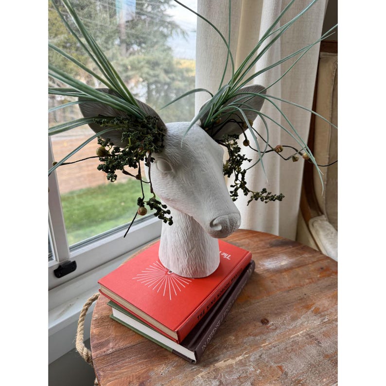 Anthropologie Anthropomorphic Cholet Dual Ceramic Flower Vase Doe Deer image 1