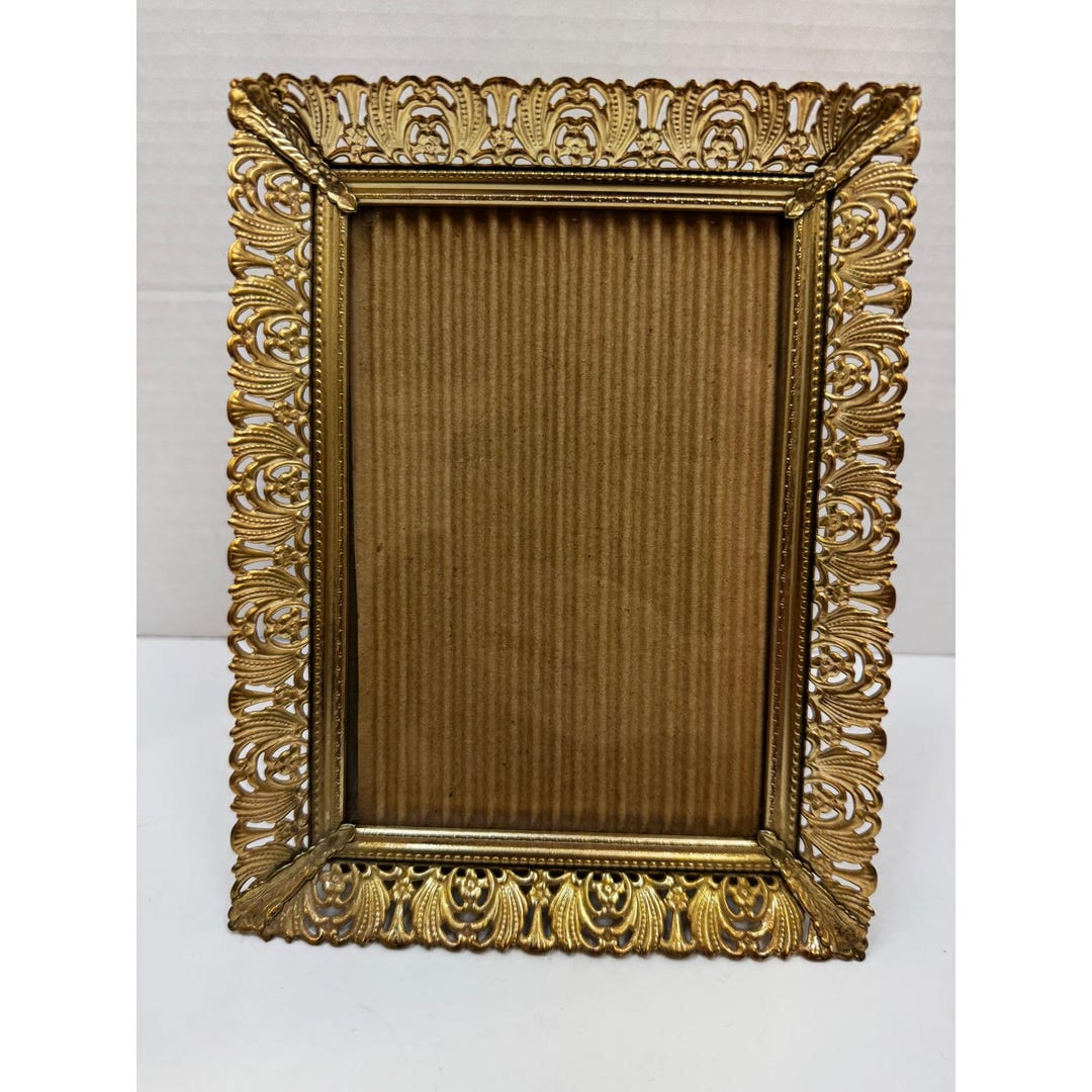 Vintage Gold Ornate Filigree Metal Photo Frame 5x7 Victorian Style ...