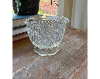 Vintage Indiana Pressed Glass Diamond Point Candle Holder NOT Fairy Lamp Base
