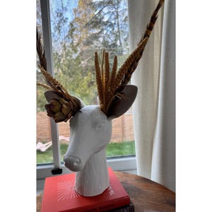 Anthropologie Anthropomorphic Cholet Dual Ceramic Flower Vase Doe Deer image 2