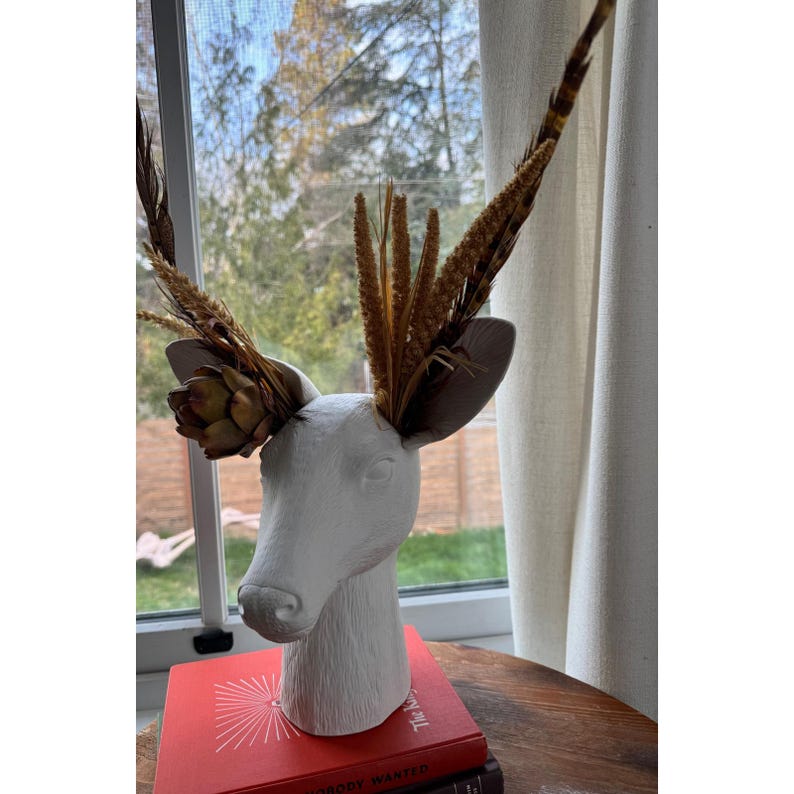 Anthropologie Anthropomorphic Cholet Dual Ceramic Flower Vase Doe Deer image 2