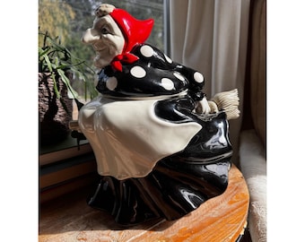 Vintage 1979 Fitz and Floyd Witch on Broomstick Cookie Jar Baba Yaga Halloween