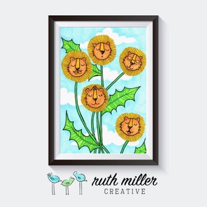 Dandy Lions Art Print, Wall Art, Printable, Digital Download