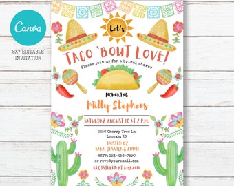 Let's Taco About Love Bridal Shower Invitation, Editable, Printable, Digital File, Digital Download