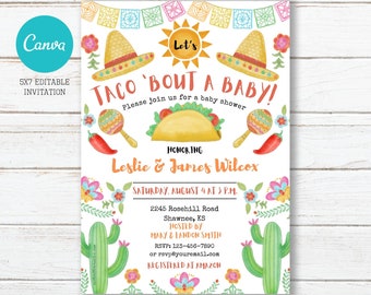 Let's Taco About A Baby Shower Invitation, Editable, Printable, Digital File, Digital Download