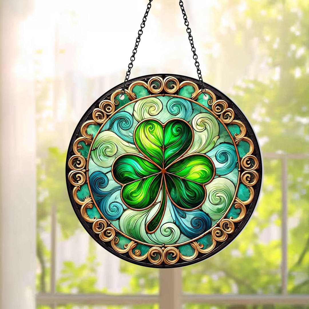 St. Patrick's Day Suncatcher, Flat Shamrock Suncatcher, Shamrock ...