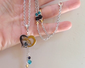 Jaguar Necklace Rose Gold Necklace Sterling Silver Champagne Necklace Champagne Crystals Leopard Necklace