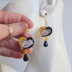 Pittsburgh Steelers Black and Gold Crystal SS Ear Wire Earrings