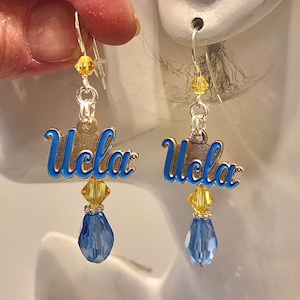 UCLA Bruins Blue and Gold Crystal SS Ear Wire Earrings