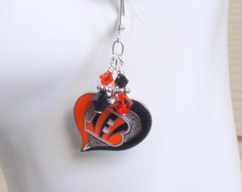 Cincinnati Bengals Orange and Black Crystal Women's Dangle Earrings