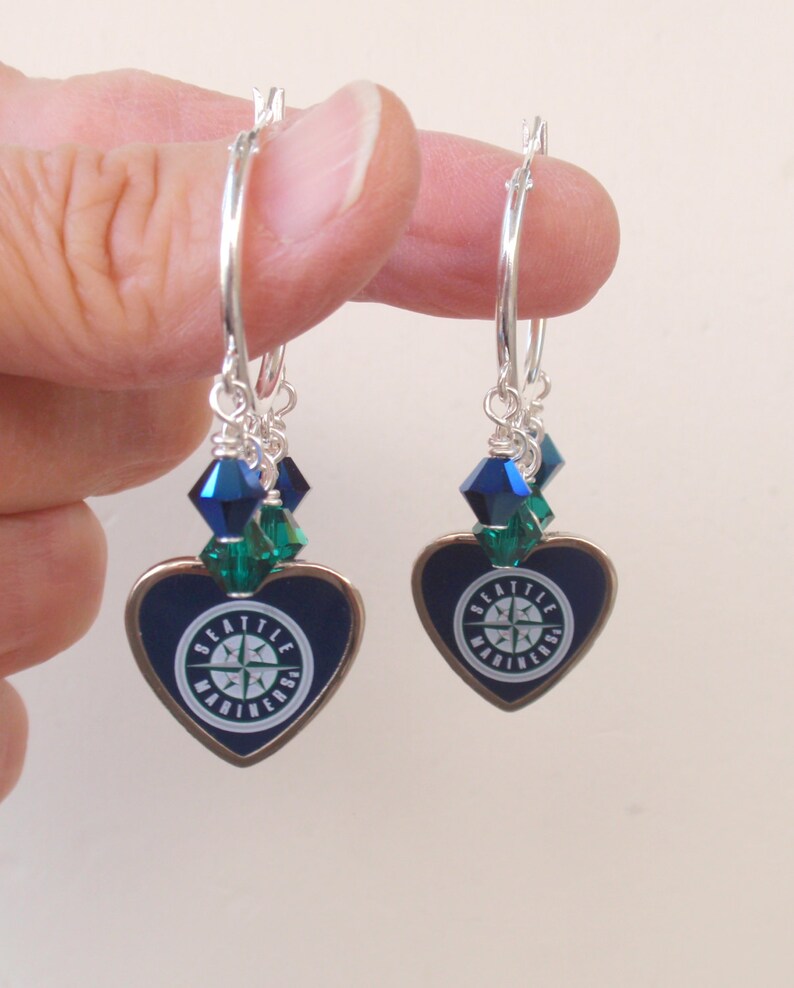 Seattle Mariners Earrings Mariners Jewelry Blue and Green Etsy