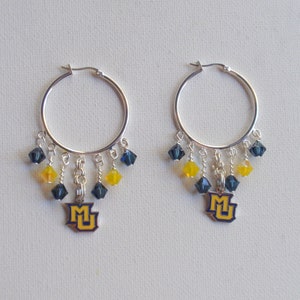 Marquette Navy and Golden Opal Crystal 32 mm Hoop Earrings image 3