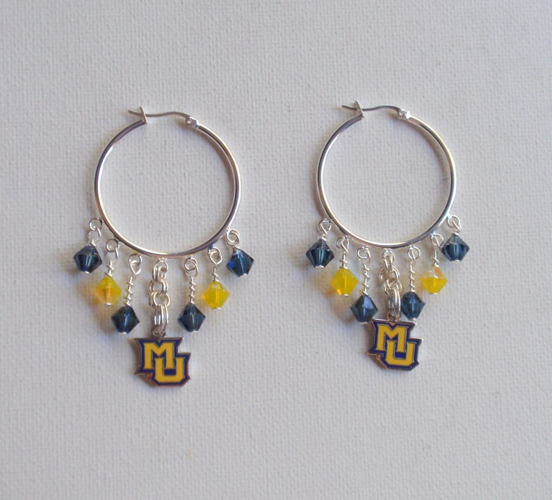 Marquette Navy and Golden Opal Crystal 32 mm Hoop Earrings image 3