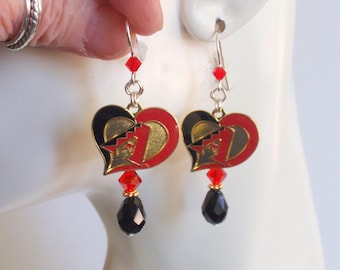 Arizona Diamondbacks Black and Red Crystal SS Ear Wire Earrings