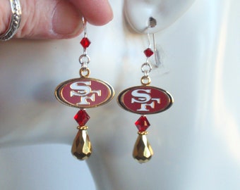 San Francisco 49ers Red and Gold Crystal Women's Dangle Earrings