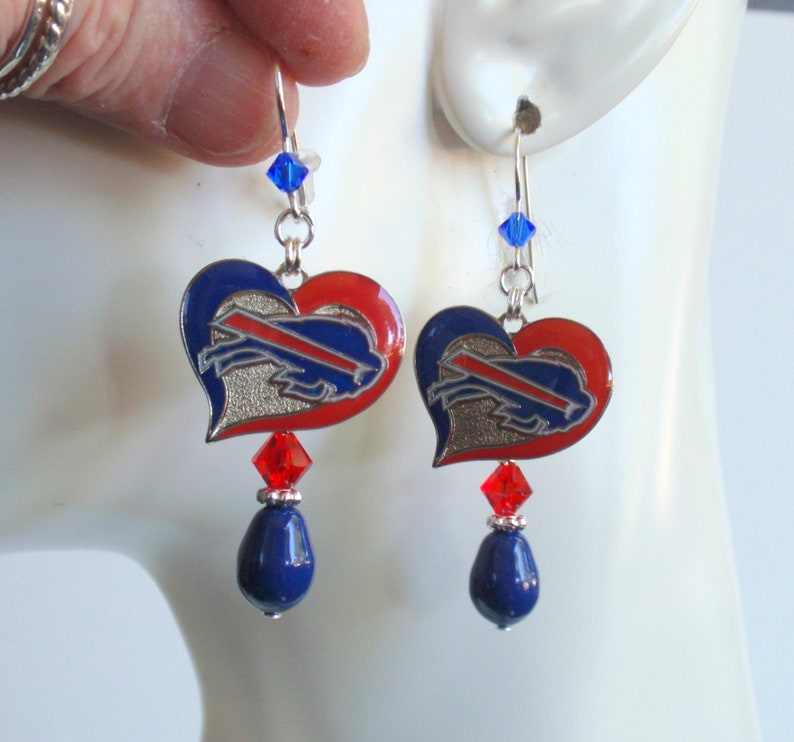 thumbnail image 2 of Aminco Buffalo Bills NFL Team Color Dangler Earrings For Women - Officially Licensed Fan Gear 2 of 4