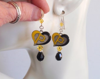 Pittsburgh Pirates Black and Gold Crystal SS Ear Wire Earrings