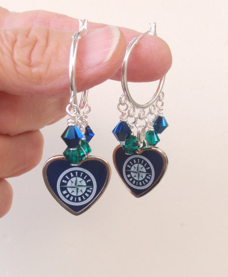 Seattle Mariners Earrings Mariners Jewelry Blue and Green Etsy