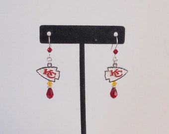 Kansas City Chiefs Red and Gold Crystal SS Ear Wire Earrings