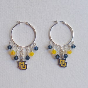 Marquette Navy and Golden Opal Crystal 32 mm Hoop Earrings image 9