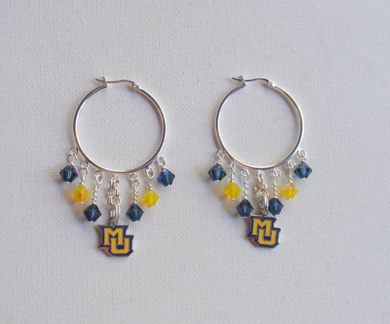 Marquette Navy and Golden Opal Crystal 32 mm Hoop Earrings image 9