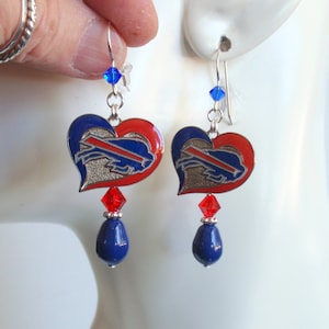 Buffalo Bills Blue Pearl Red and Blue Crystal Dangle Earrings