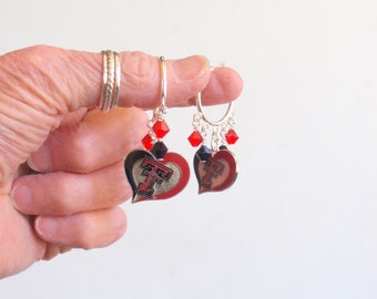 Texas Tech Red Raiders Red and Black Crystal 23 mm Hoop Earrings