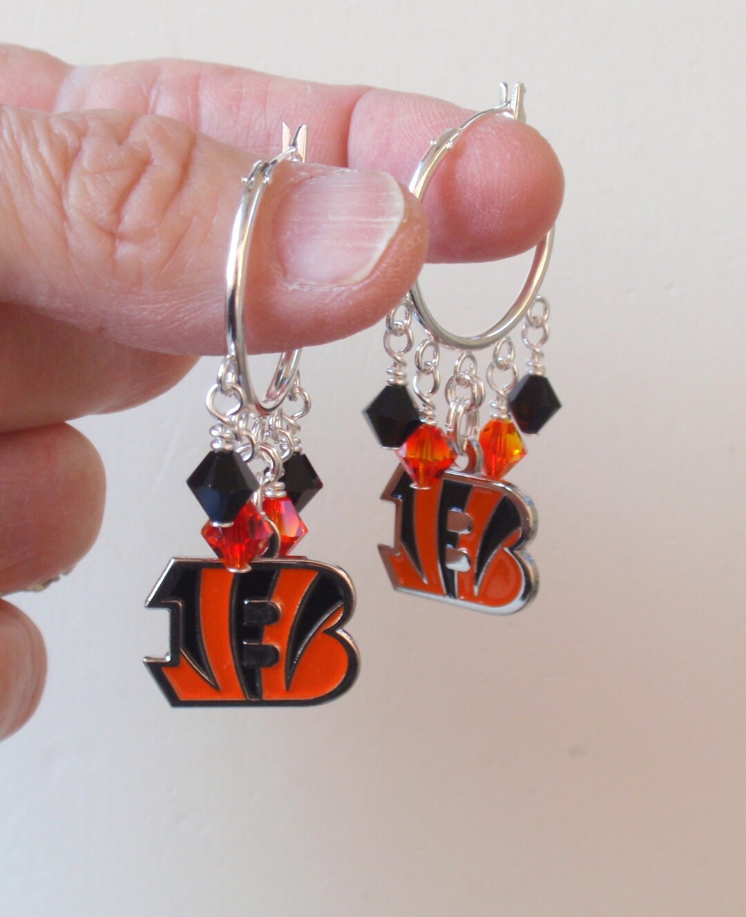 Cincinnati Bengals Orange and Black Crystal Hoop Earrings Etsy