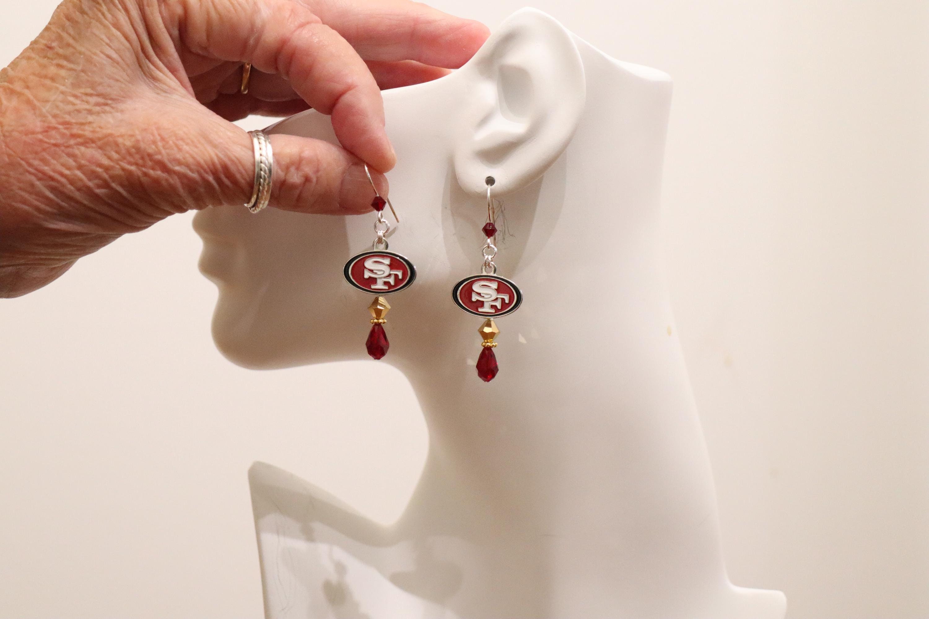 SF 49ers Red and Metallic Gold Crystal SS Ear Wire Earrings - Etsy