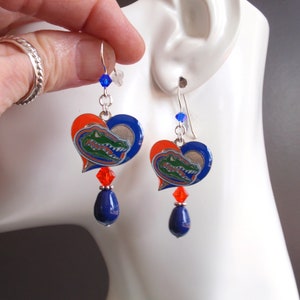 Florida Gators Blue Pearl Orange and Blue Crystal SS Ear Wires Earrings