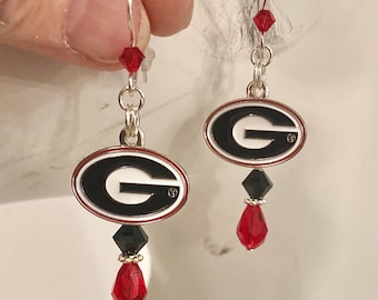 Georgia Red and Black Crystal SS Ear Wire Dangle Earrings