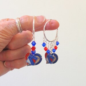 New York Rangers Blue and Red Crystal 32 mm Hoop Earrings