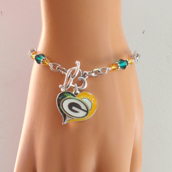Sport Green Bay Packers Charms Football Pendant DIY Alloy Jewelry Accessories Bracelet Necklace Heart Shaped Pendant