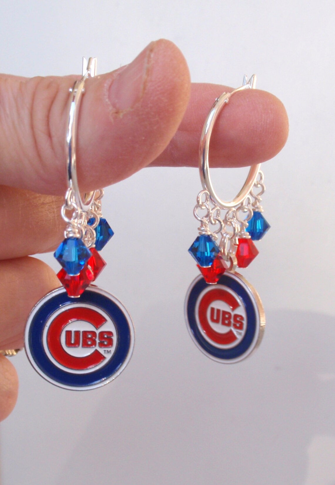 Chicago Cubs Red and Blue Crystal 23 Mm Hoop Earrings Etsy