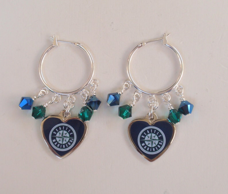 Seattle Mariners Earrings Mariners Jewelry Blue and Green Etsy