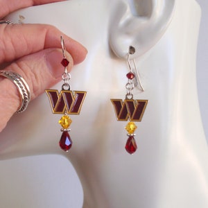 Washington Commanders Red and Gold Crystal SS Ear Wire Earrings