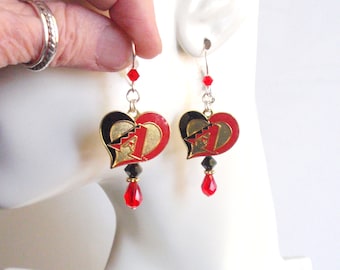 Arizona Diamondbacks Red and Black Crystal SS Ear Wire Earrings