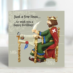 Magna Carta - King John themed birthday card  - designed by Erica Sturla - 15cm square and blank inside, made in the UK