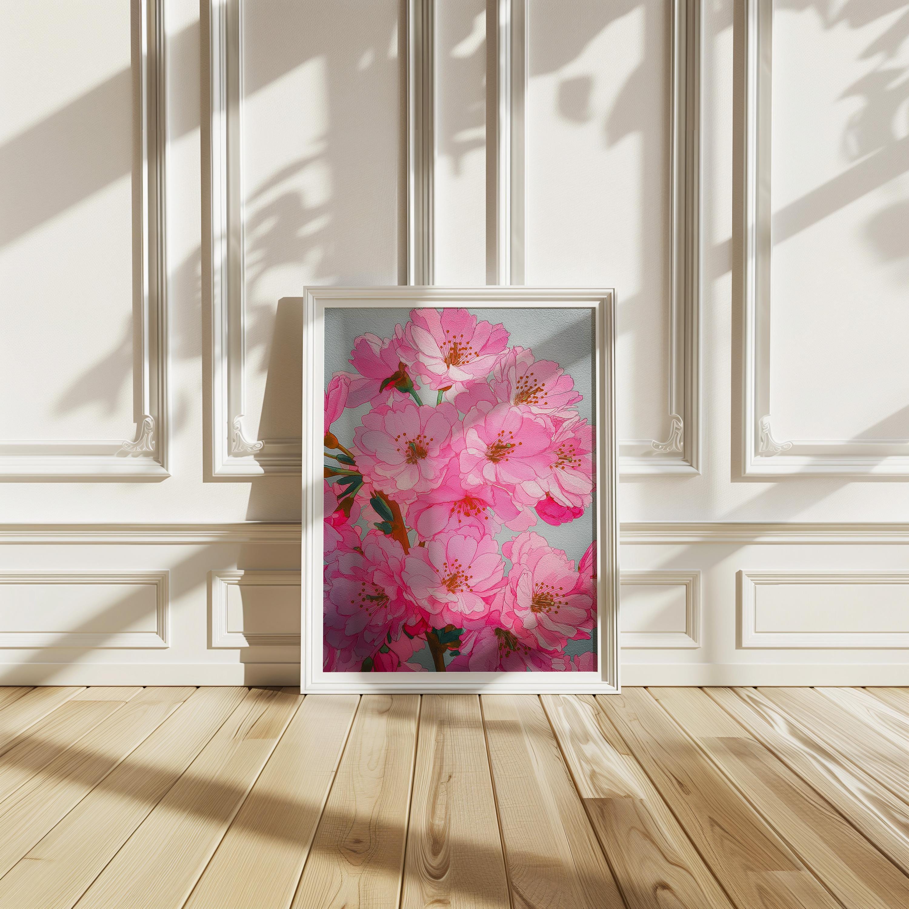 Cherry Blossom Wall Art | Pink Floral Digital Print | Japanese Sakura ...
