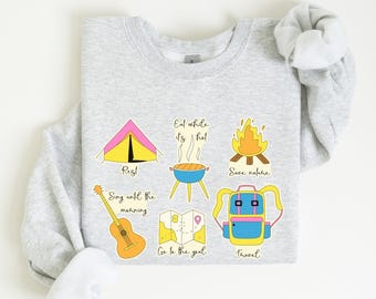 Camping Sweatshirt, Cozy Outdoor Apparel, Hiking Gear, Adventure Hoodie for Nature Lovers, Unisex Pullover, Gift for Her
