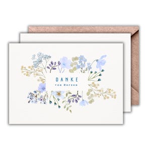 Dankeskarte (+Umschlag aus Kraftpapier) - süße Karte mit Blumen-Motiven (für verschiedene Anlässe)