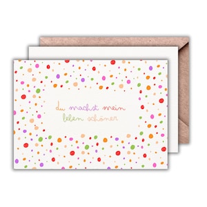 Biglietto di auguri (+busta kraft); biglietto carino con motivo a pois; biglietto di congratulazioni; biglietto per mostrare apprezzamento, amore o ringraziamento