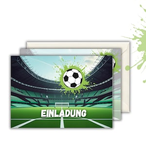 6x/9x/12x EINLADUNGSKARTEN inkl. Umschläge für Kindergeburtstag - coole Karten mit Fußballmotiv; Geburtstagseinladung; Fußballparty Kinder
