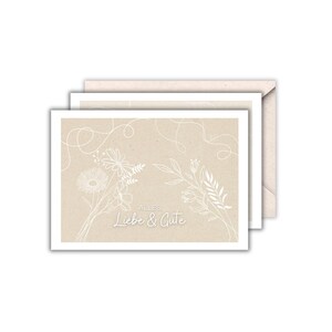 Biglietto con fiori - Tanti auguri, biglietto d'auguri con motivo floreale, biglietto per varie occasioni (+ busta in carta kraft)