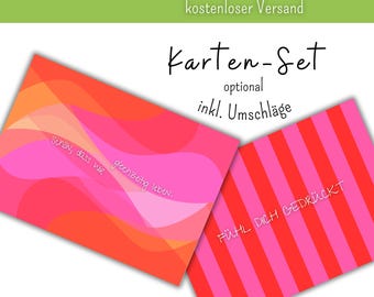 Colorful cards with beautiful sayings, greeting cards to express gratitude, love and appreciation (+ envelopes); card set