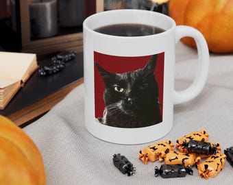 Skeptical Cat Mug, Funny Cat Lover Gift, Ceramic Coffee Cup, Cat Lady Present, Cat Dad Tea Mug, Kitty Lover Gift
