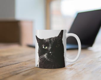 Skeptical Cat Mug, Funny Cat Lover Gift, Ceramic Coffee Cup, Cat Lady Present, Cat Dad Tea Mug, Kitty Lover Gift