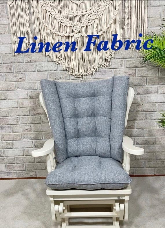 Linen Wingback Rocking Chair Cushion: Custom Glider Chair Pad