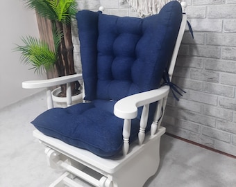 リネンウィングバックロッキングチェアクッション：カスタムグライダーチェアパッド